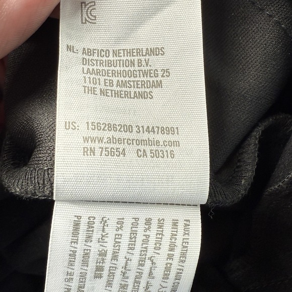 Abercrombie & Fitch Faux Leather Joggers Pants Black‎ Size M Drawstring Waist - Picture 8 of 11